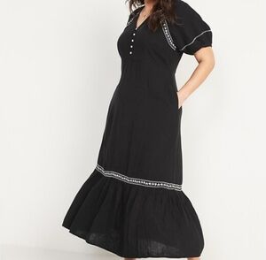 Old Navy Black Maxi Dress with White Accents